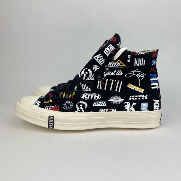 NWOB Converse Chuck 70 x Kith All Star Hi Tops Black All Over Logo Men’s Sz 10.5 - Picture 4 of 14